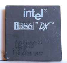 Intel i386 DX Cpu. 33 Mhz. A80386DX-33. 1987. Gold Cap picture