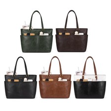 LOVEVOOK Work Tote Bags for Women, Vintage Leather 15.6 Inch Laptop Bag with picture