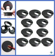 Desk Grommets Pack of 10 Black Plastic Hole Covers for Wire Management picture