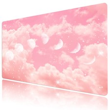 Fantasy Cloud Pink Mouse Pad Moon Phase Desk Mat for Keyboard and Mouse Desk Pad picture