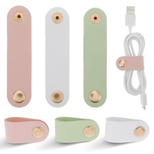 Organizador de cables cuero con correas, reutilizable, con puerto USB, multiusos picture