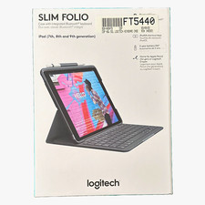 Logitech Slim Folio Bluetooth Keyboard Case Pencil Holder Stand iPad 10.2 7/8/9 picture