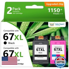 Kolor Expert 67XL Combo Pack for HP DeskJet 2755e 2827e 2742e (1 Black, 1 Color) picture