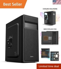 Durable and Stylish T6 ATX Case - Built-In Cooling, Powder Coated, Black Finish picture