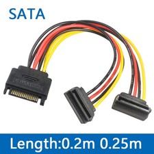 SATA Power Splitter Cable 15Pin Male to Female 1 to 2 Y Cable PC HDD SSD 0.2m picture