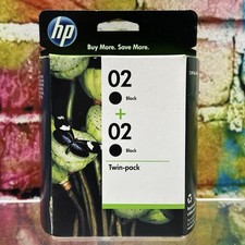 HP 02 Black Ink Cartridges Twin Pack Genuine Original C9500FN Printer Sealed New picture