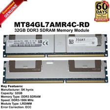 SK Hynix 256GB 8x32GB 1866MHz DDR3 4Rx4 LRDIMM Server Memory HMT84GL7AMR4C-RD picture