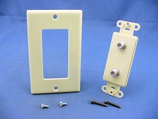 Leviton 40682-I Ivory Decora Dual CATV Coaxial Cable Jack Flush WallPlate Duplex picture