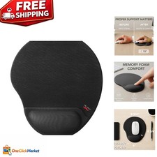 Sleek Black Ergonomic Mouse Pad with Gel-Filled Wrist Rest for Home & Office picture