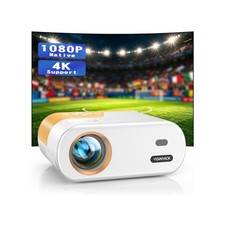YOWHICK Mini Projector for iPhone, Native 1080P HD Projector, Yellowwhite picture