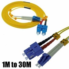 1 - 30M LC UPC to SC UPC Duplex Single Mode Fiber Optic OFNR Patch Cable Cord picture