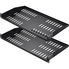 2 Pack 1U Server Rack Shelf - Carbon Steel, 50 lbs Capacity, Easy Setup, Vented picture
