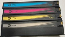 MOSTLY NEW Set 4 Genuine HP 970XL BLK 971XL CYN MAG YL Inkjets 95% Ink Remaining picture