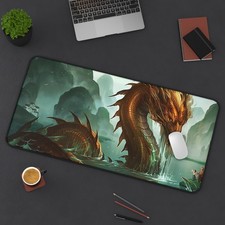 Oriental Brass Bronze Red Water Dragon Gaming Desk Mat Mouse Pad Playmat picture