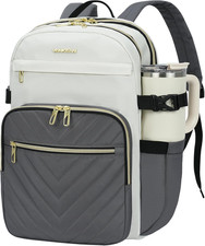 VANKEAN Laptop Backpack for Women (Beige-Grey, 15.6 Inch) picture