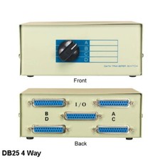 KNTK DB25 4 Way Data Transfer Switch Box Rotary Type PC Device Printer Scanner picture