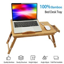 Portable Folding Lap Desk Bamboo Laptop Notebook Sofa Bed Table Adjustable Stand picture