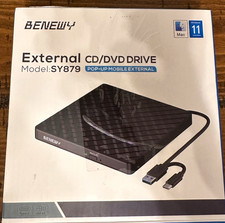 BENEWY External CD/DVD Drive USB/USB-C 8x Write 8MB Cache Black picture