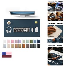 YSAGi Leather Desk Protector Mat, Dark Blue, 35.4