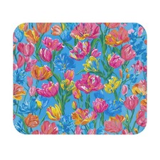 Bright Floral Tulip Pattern Mouse Pad | Rectangular Desk Mat picture