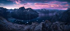 Landscape nature sunset mountains panorama fjord clouds Custom Gaming Mat Desk picture