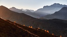 Landscape mountains italy sunlight brown far Custom Gaming Mat Desk picture