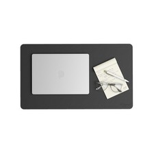 Vegan Leather Desk Pad Mat, Office Desk Mat, Small, Charcoal Gray picture