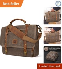 Elegant Waterproof Leather Messenger Bag for 15.6 Inch Laptop - 16 Pocket Design picture