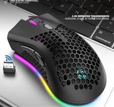 Rechargeable USB 2.4G Wireless RGB Light Honeycomb Gaming Mouse Desktop PC picture