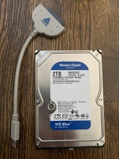 Western Digital WD Blue 2 TB PC Hard Drive WD20EZAZ +Apricorn Sata Wire Untested picture