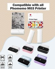 3Roll Phomemo 77/107mm Adhesive Thermal Sticker Paper for M03 M04AS M04S Printer picture