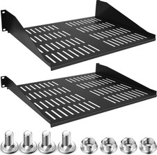 2 Pcs 1U 2U Server Rack Shelf Universal Vented Mount 19 Inch...  picture