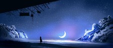 Landscape gracile art illustration minimalism night Custom Gaming Mat Desk picture