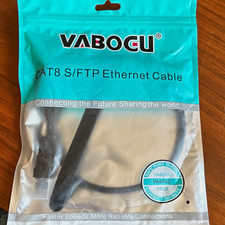VABOGU Cat8 S/FTP Ethernet Cable RJ-45 Male to Male 1.5ft Black Round picture