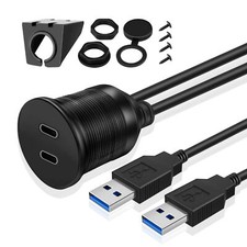 USB C 3.0 Flush Mount Extension Cable for Car Dashboard Panel Dash Mount 3ft 1M picture