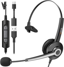 Wantek A681 Wired Headset Microphone USB For Call Center Home Working Laptop PC picture