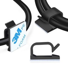 XHF 120 PCS Adhesive Cable Wire Clips Black Outdoor Christmas Light Clips Cable picture