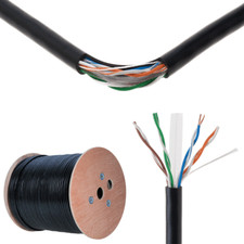 CAT6 Outdoor Cable Solid Copper Direct Burial UV Waterproof Network LAN 1000FT picture
