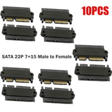 10x SATA 22P 7+15Pin Male Plug to SATA 22Pin 7+15P Female Jack Convertor Adapter picture
