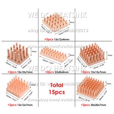 DIY 15pcs Pure Copper Heatsink Kit Radiator Cooler 10x10mm 15x15mm 20x20mm / 7mm picture
