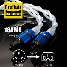 Audiophile Silver Plate OCC HiFi Power Cable US/EU/AU Schuko Mains Supply Cord picture