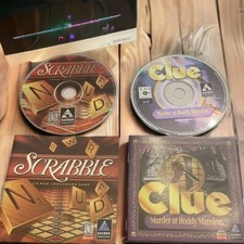 VTG Hasbro Computer Software Clue Scrabble CD Rom Windows Interactive 1990s picture