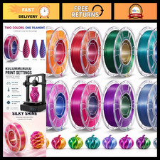 8 Silk Dual Color PLA Filament Bundle 1.75mm for 3D Printing - 2KG High Quality picture