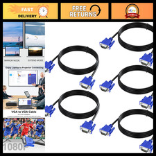 5-Pack 5ft VGA Cable Male to Male Monitor Adapter Cord HD15 1080P Full HD Blue picture