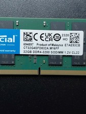 New Crucial 32GB DDR4 3200MHz PC4-25600 260-Pins SODIMM Memory Ram CT32G4SFD832A picture