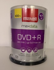 Maxell maxdata DVD+R 4.7GB 16X 120 Min 100 Pack Spindle NEW SEALED picture