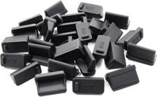 30 Silicone USB Port Covers Dust Protectors for Female End - Black picture