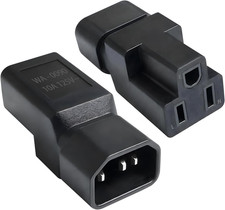 IEC C14 to NEMA 5-15R Adapter, 2-Pack PDU UPS Power Connector | Converts IEC C14 picture
