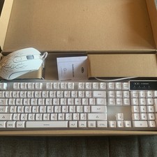 MageGee  Keyboard and Mouse Combo USB Wired Backlit White Gaming RGB lighting picture