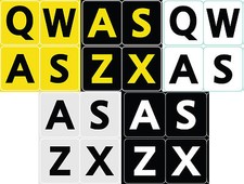 FIVE 5 ENGLISH US LARGE PRINT LETTERS BLACK YELLOW WHITE GRAY KEYBOARD STICKERS picture
